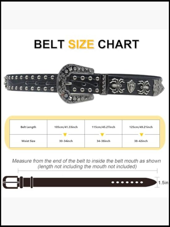 Faux Leather Western Studded Belt Punk Rock Fashion Accessory main image 6